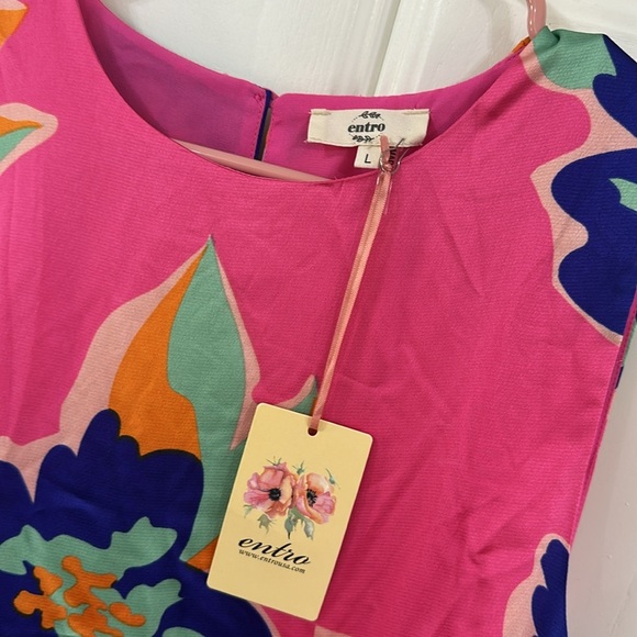NWT Entro Madelyn Floral Pink Sleeveless Top L - Picture 3 of 5